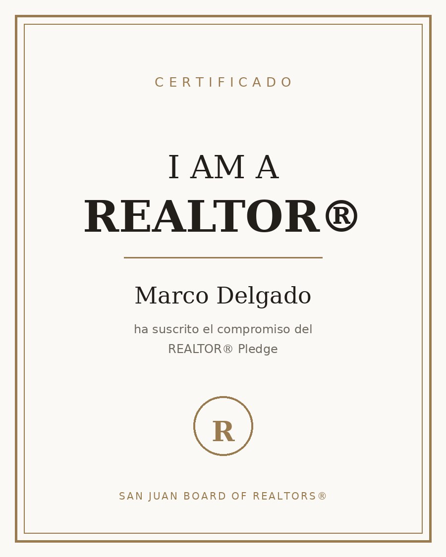 Certificado REALTOR® — Marco Delgado
